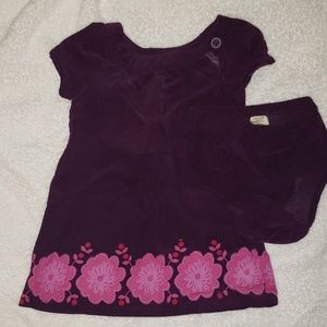 purple flower curdoray dress with matching shorts